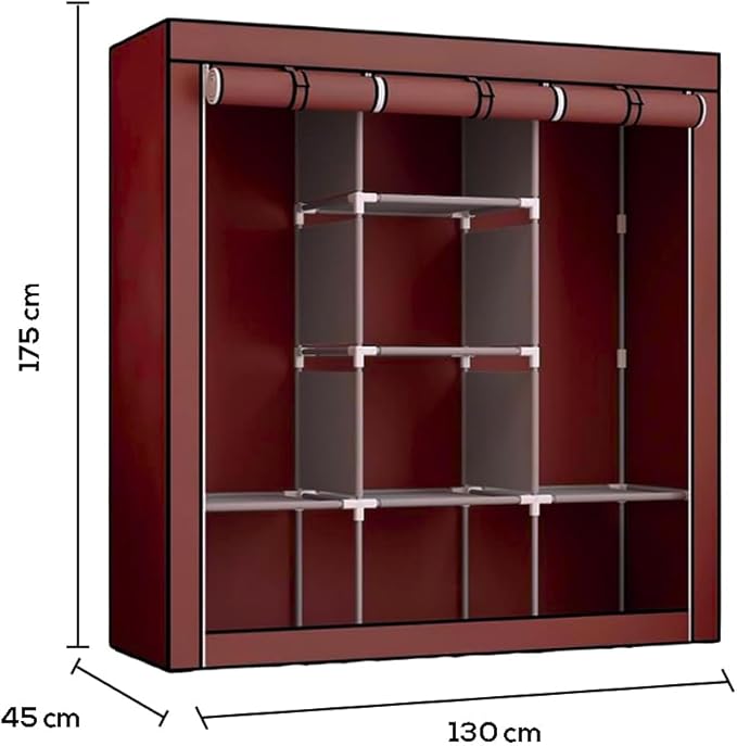 Closet Organizador Armable de Acero Inoxidable con cortina