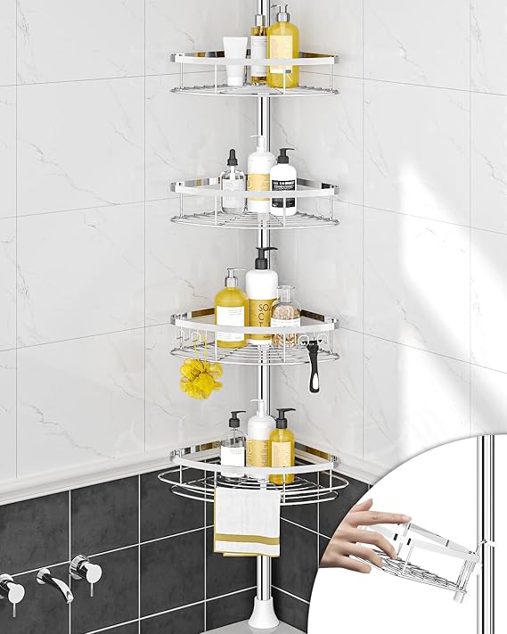 Esquinero organizador para baño De Acero Inoxidable Con 4 Estantes