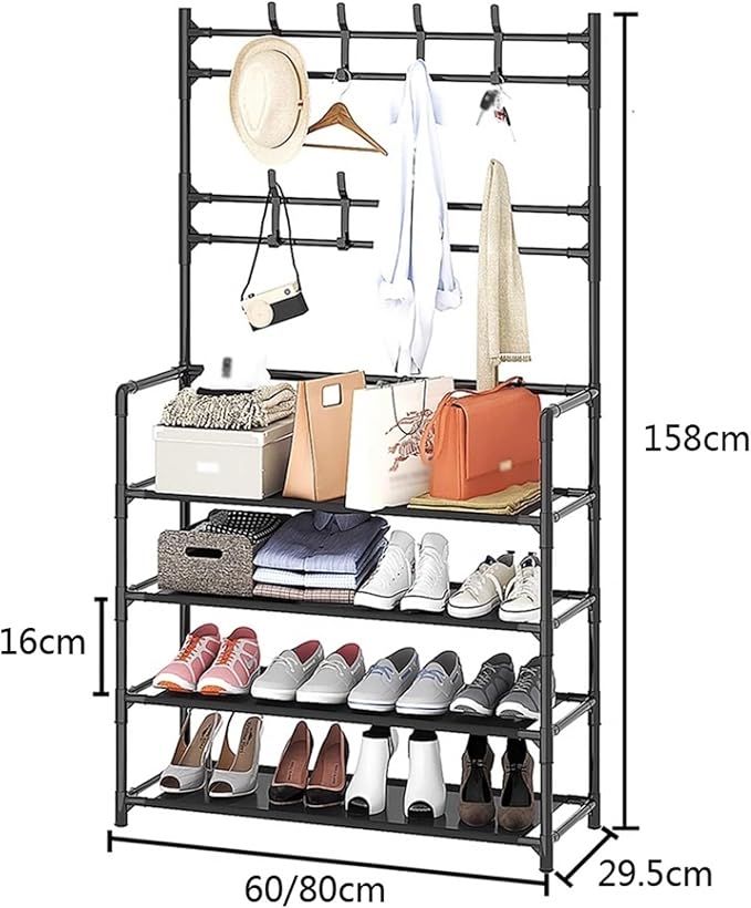 Zapatera de 5 Niveles + Perchero con 8 Ganchos