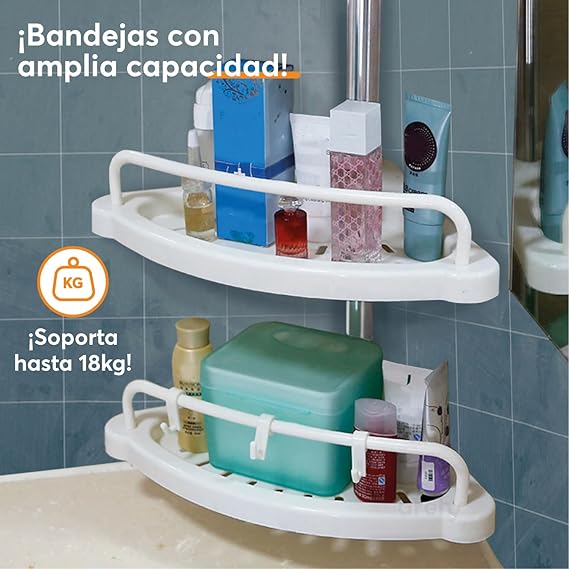 Esquinero organizador para baño De Acero Inoxidable Con 4 Estantes