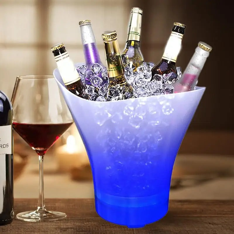 Cubeta de hielo con altavoz LED, cubo de hielo portátil con altavoz inalámbrico incorporado
