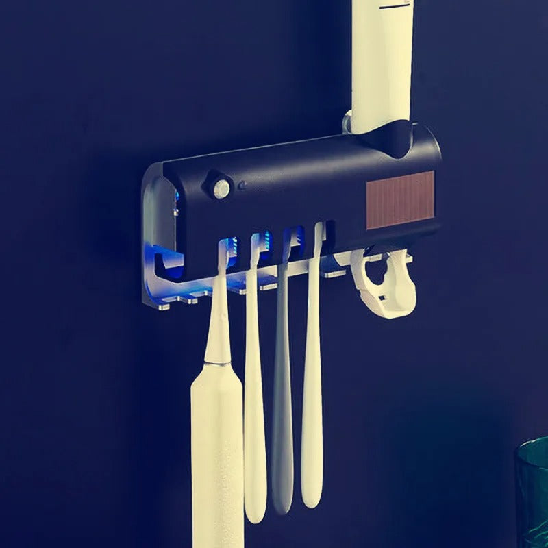 Dispensador de pasta dental con esterilizador UV, con panel solar