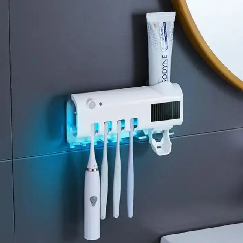 Dispensador de pasta dental con esterilizador UV, con panel solar
