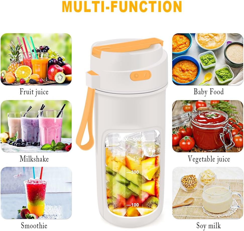licuadora personal para batidos y licuados 10 cuchillas de gran capacidad de 500 ml y recargable por USB