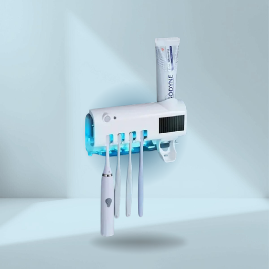 Dispensador de pasta dental con esterilizador UV, con panel solar
