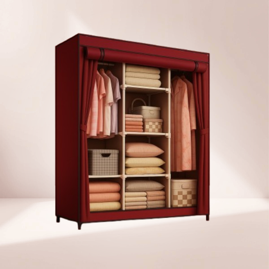 Closet Organizador Armable de Acero Inoxidable con cortina