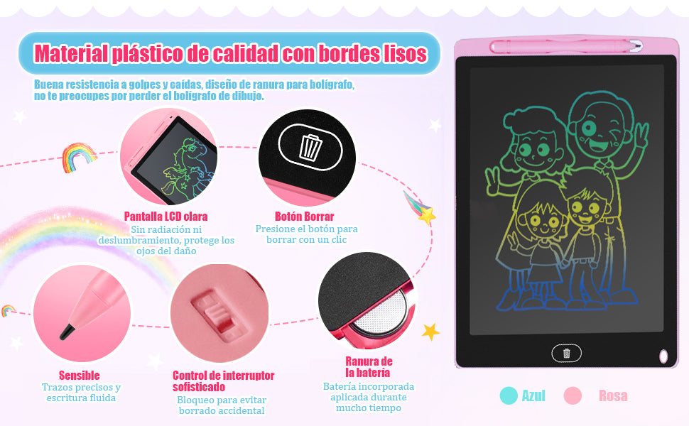 Tablet de dibujo LCD pizzaron magico con tecnologia de borrado inteligente