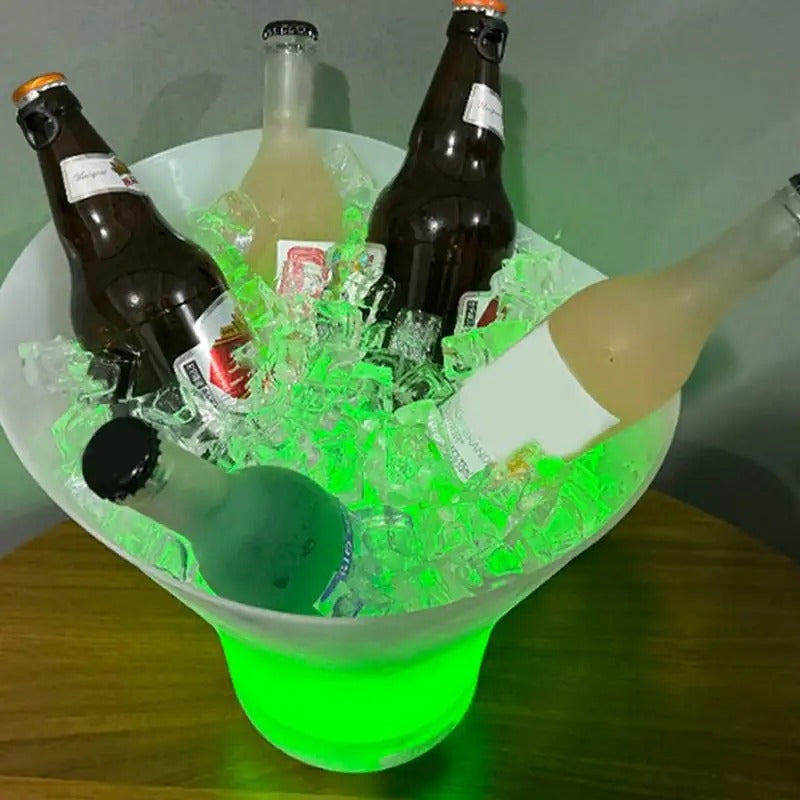 Cubeta de hielo con altavoz LED, cubo de hielo portátil con altavoz inalámbrico incorporado